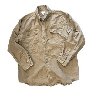 Carhartt Men's Heavy Duty Cotton Button Down Long Sleeve Work Shirt S09MRH Tan